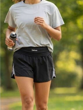 ADMU Black Athletic Shorts with Gray Side Panels